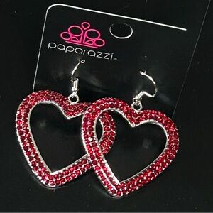 Paparazzi Sparkling Red Heart Earrings